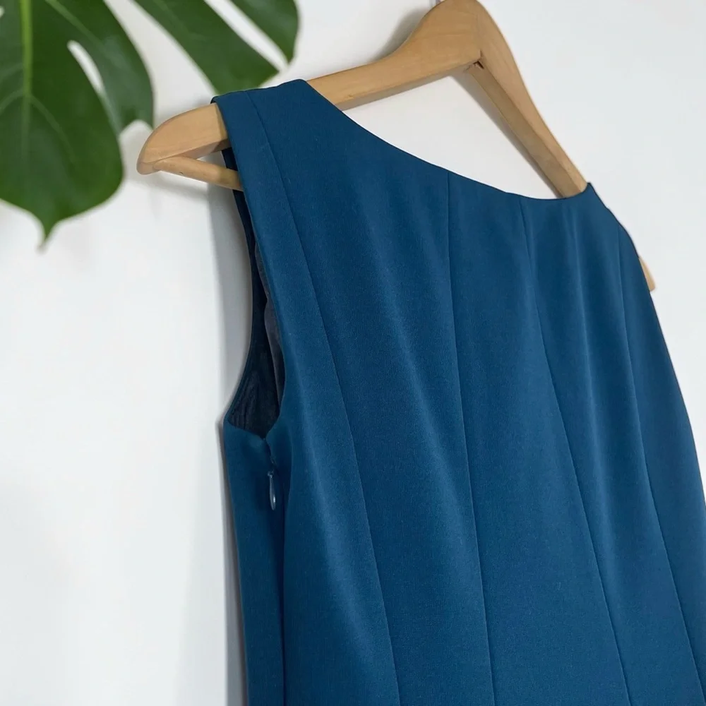 T Tahari Alexina Stretch Twill Fit & Flare Dress in Teal - Picture 8 of 11